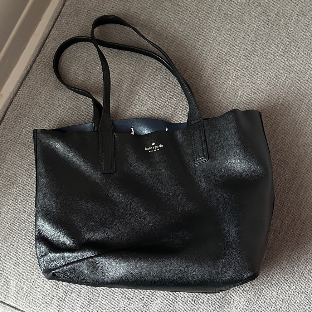 Kate Spade Classic Black Tote Reversible Penguin Pattern